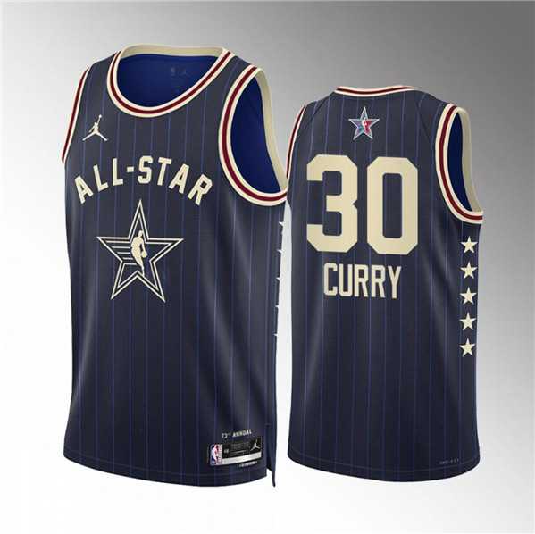 Mens 2024 All-Star #30 Stephen Curry Navy Stitched Basketball Jersey